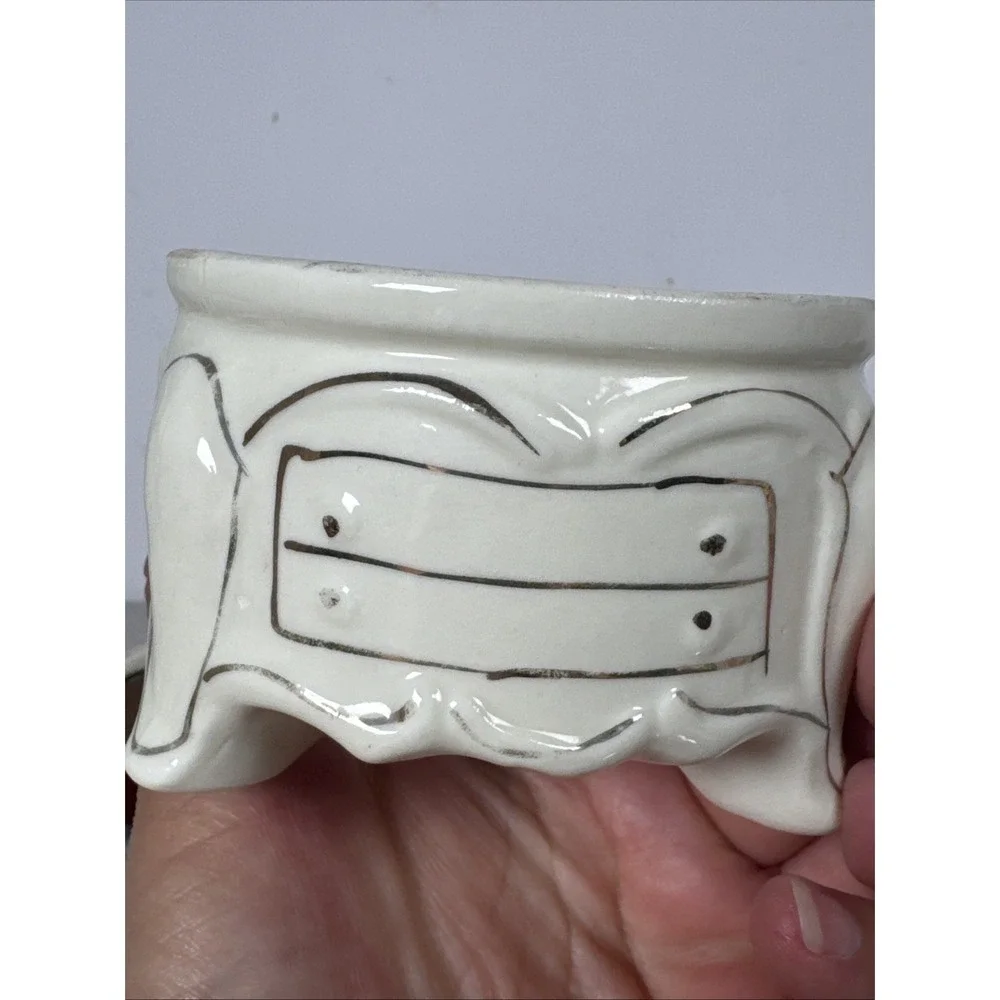 Vintage Porcelain Vanity Trinket Box with Mirror